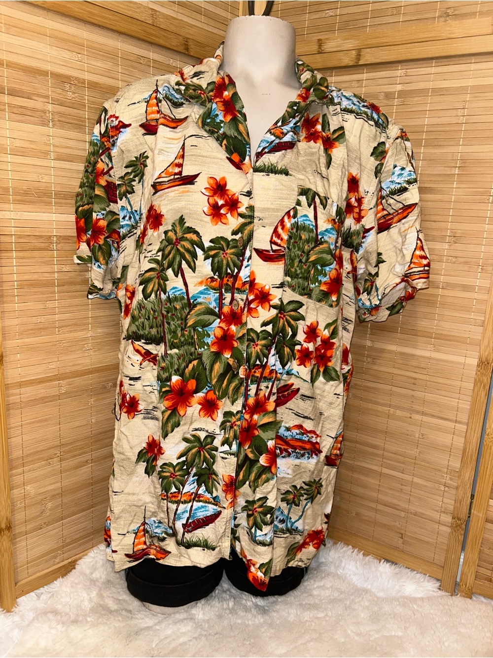 St. John's Bay Hawaiian button down shirt blouse vintage 90s woman’s large